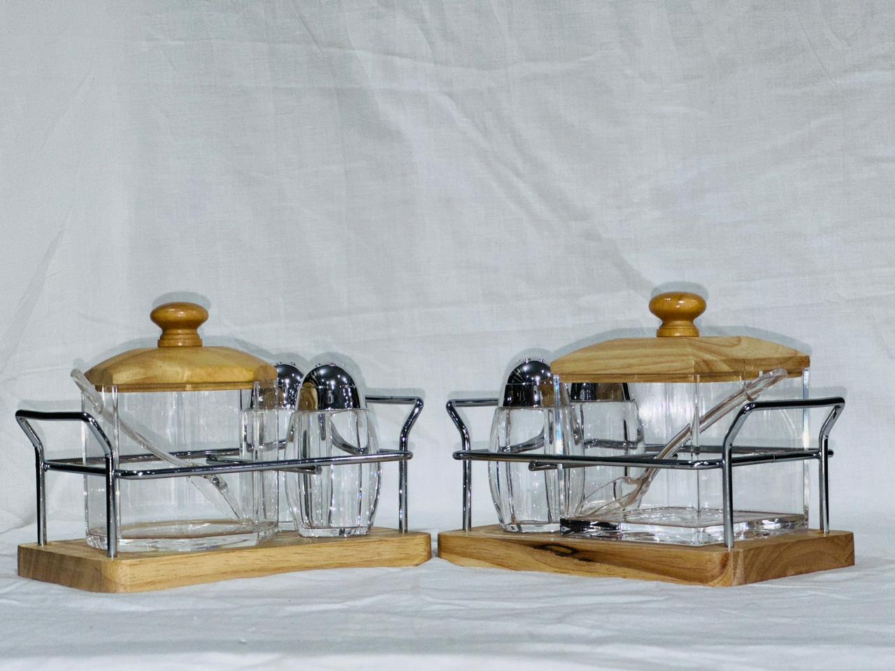 Cruet Set For Serving Sugar, Salt & Pepper.